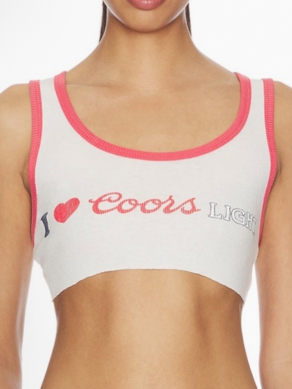 The Laundry Room - Ribbed Crop Tank - White with red Trim